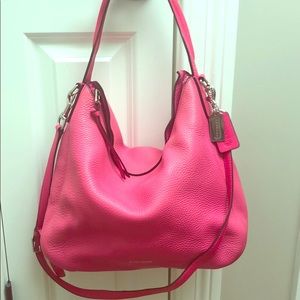 Coach pebbled ruby pink leather hobo